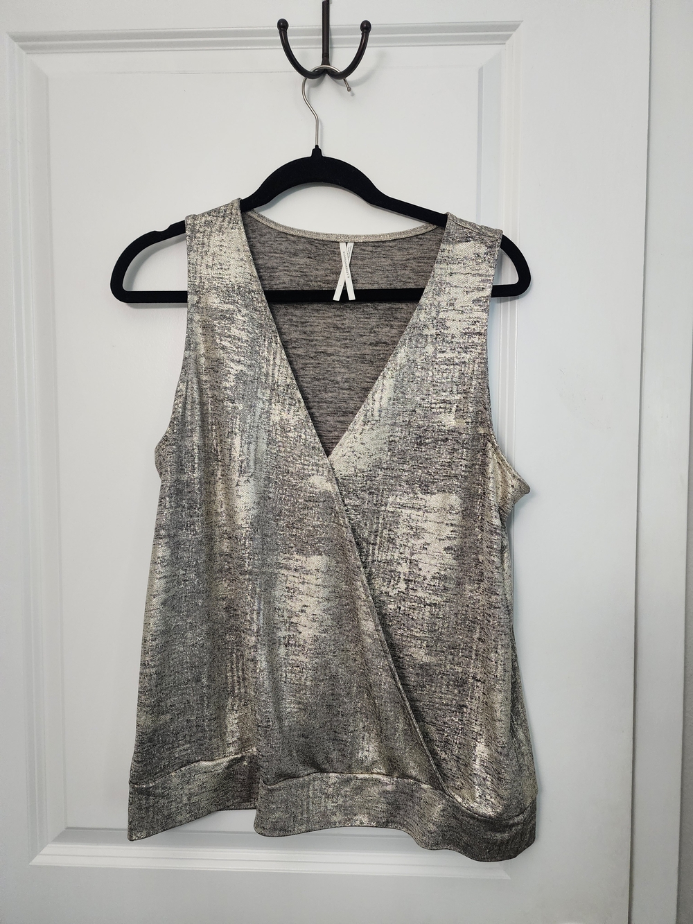 Anthropologie Metallic Wrap-Style V-Neck Tank